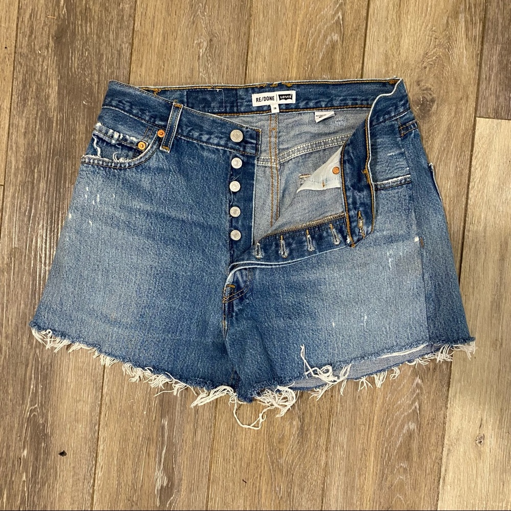 Levi’s High Waisted Raw Hem Jean Shorts restored vintage
